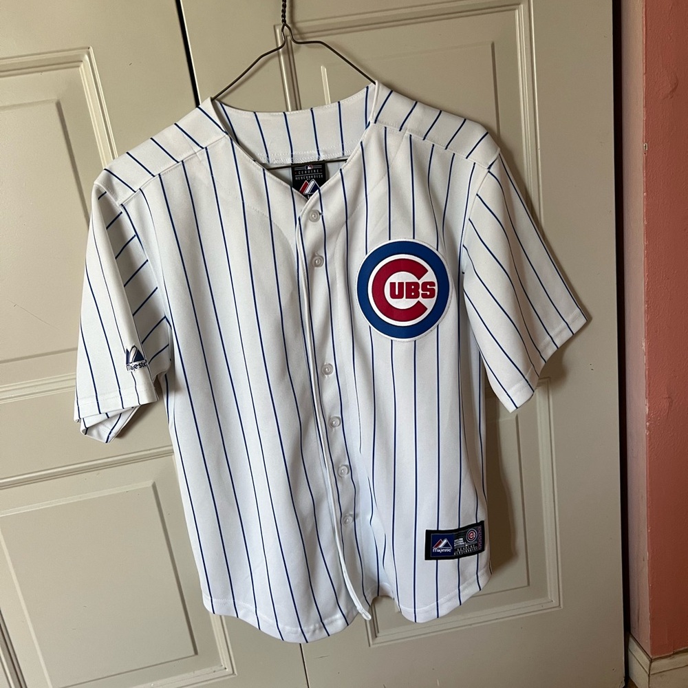 Chicago Cubs Youth White Pinstripe Baseball Jersey
